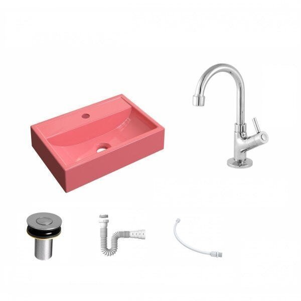 Kit Cuba Q45 com Torneira 1198 Metal e Válvula Click 1"B Pol. Sifão PVC e Flexível Compace - 2