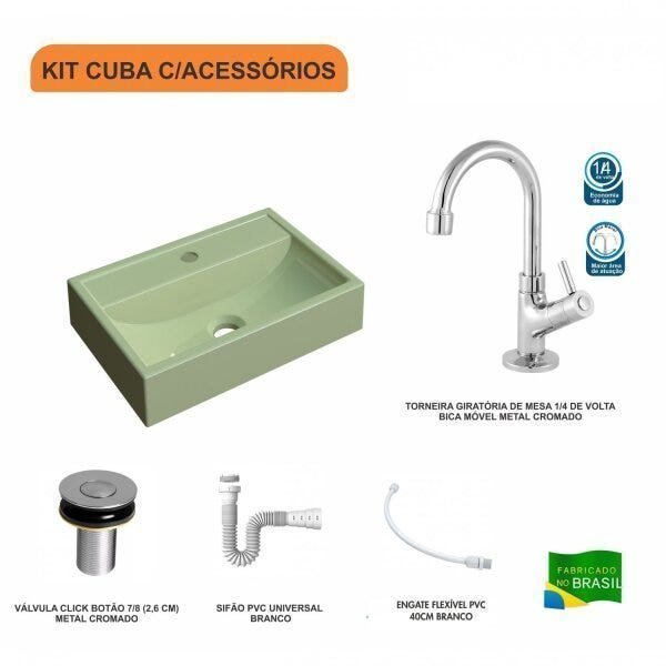 Kit Cuba Q45 com Torneira 1198 Metal e Válvula Click 1"B Pol. Sifão PVC e Flexível Compace - 3