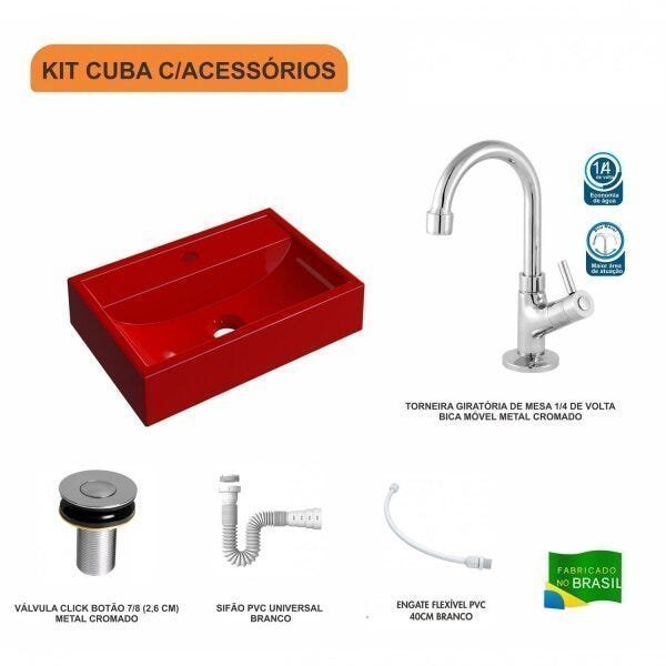 Kit Cuba Q45 com Torneira 1198 Metal e Válvula Click 1"B Pol. Sifão PVC e Flexível Compace - 3