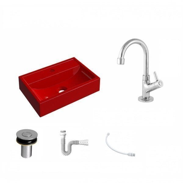 Kit Cuba Q45 com Torneira 1198 Metal e Válvula Click 1"B Pol. Sifão PVC e Flexível Compace - 2