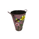 Ver imagem 3 de Balde Vaso Enfeite de Ferro com Alça Jardim Quintal Varanda Flor Libelula Rosa (balde-26)
