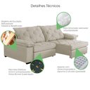 Ver imagem 6 de Sofá Retrátil e Reclinável 2,30m Clara | Conforto Premium e Design Elegante Bege