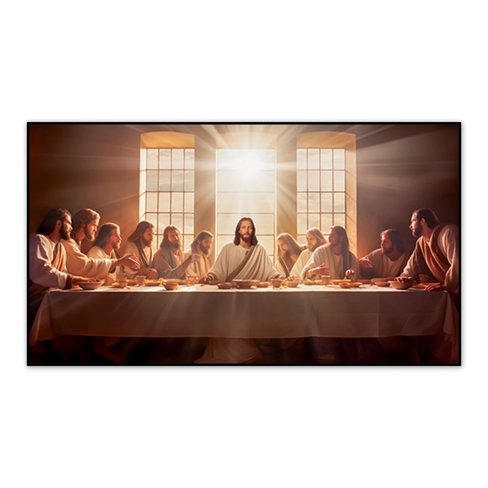 Quadro Decorativo Religião Santa Ceia com Moldura Caixa de 3cm de Profundidade 100x70 Cm - 2