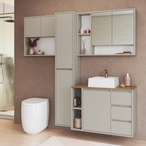 Conjunto para Banheiro 168cm com 4 Peças Gabinete Suspenso com Cuba Belagavi