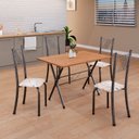 Ver imagem 1 de Conjunto de Mesa Tubular 062 100x60cm Tampo em MDF com 4 Cadeiras Sara Prata/Botanic Bege/Mart