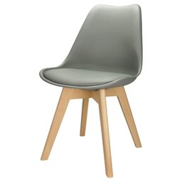 Kit 4 Cadeiras Charles Eames Leda Design Wood Estofada Base Madeira - Cinza - 2