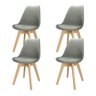 Kit 4 Cadeiras Polipropileno Leda Wood La Mobilia: Design para Sala de Jantar - Cinza - 1