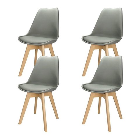 Kit 4 Cadeiras Polipropileno Leda Wood La Mobilia: Design para Sala de Jantar - Cinza