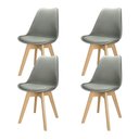 Ver imagem 1 de Kit 4 Cadeiras Charles Eames Leda Design Wood Estofada Base Madeira - Cinza