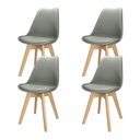 Ver imagem 1 de Kit 4 Cadeiras Polipropileno Leda Wood; Design para Sala de Jantar - Cinza