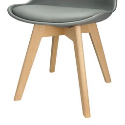 Kit 4 Cadeiras Charles Eames Leda Design Wood Estofada Base Madeira - Cinza - 6
