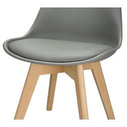 Kit 4 Cadeiras Polipropileno Leda Wood; Design para Sala de Jantar - Cinza - 5 Kit 4 Cadeiras Polipropileno Leda Wood; Design para Sala de Jantar - Cinza - 5
