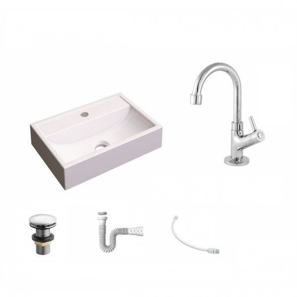 Kit Cuba Q45 com Torneira 1198 Metal e Válvula Click 1 Pol. Sifão PVC e Flexível Compace - 2