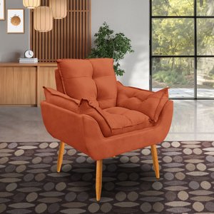 Poltrona Opala Decorativa Sala Escritório Terra Cota