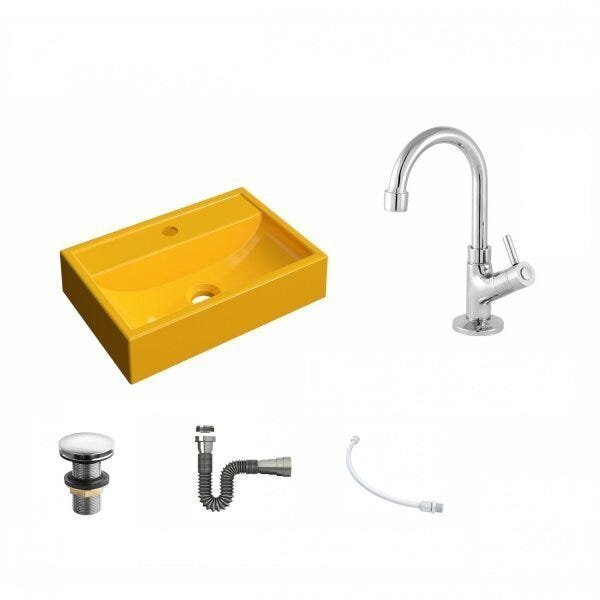 Kit Cuba Q45 com Torneira 1198 Metal e Válvula Click 1 Pol. Sifão Cromado e Flexível Compace - 2