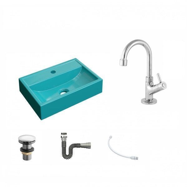 Kit Cuba Q45 com Torneira 1198 Metal e Válvula Click 1 Pol. Sifão Cromado e Flexível Compace - 2