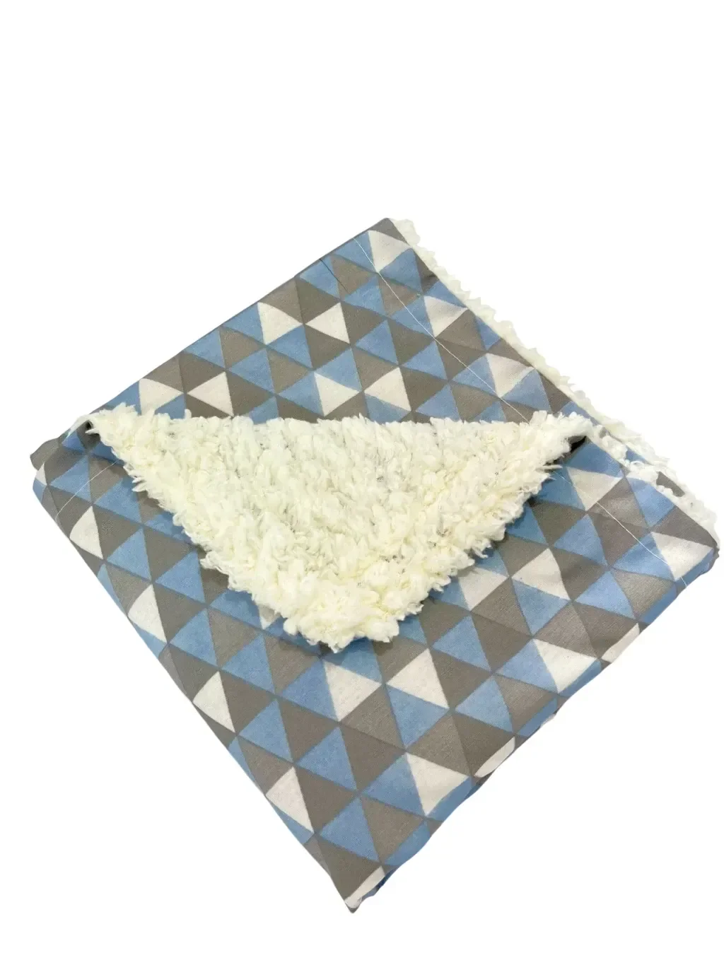 Cobertor de Sherpa Estampado M - Losango Azul