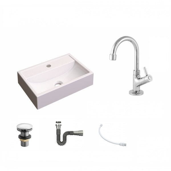 Kit Cuba Q45 com Torneira 1198 Metal e Válvula Click 1 Pol. Sifão Cromado e Flexível Compace - 2