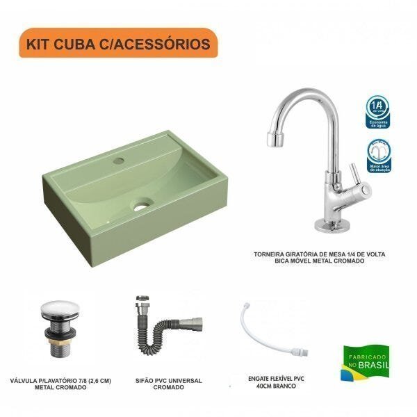 Kit Cuba Q45 com Torneira 1198 Metal e Válvula Click 1 Pol. Sifão Cromado e Flexível Compace - 3