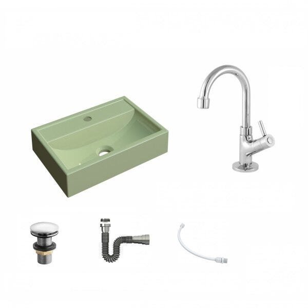 Kit Cuba Q45 com Torneira 1198 Metal e Válvula Click 1 Pol. Sifão Cromado e Flexível Compace - 2