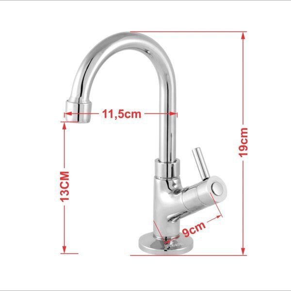 Kit Cuba Q45 com Torneira 1198 Metal e Válvula Click 1 Pol. Sifão Cromado e Flexível Compace - 9