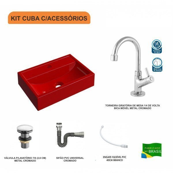 Kit Cuba Q45 com Torneira 1198 Metal e Válvula Click 1 Pol. Sifão Cromado e Flexível Compace - 3