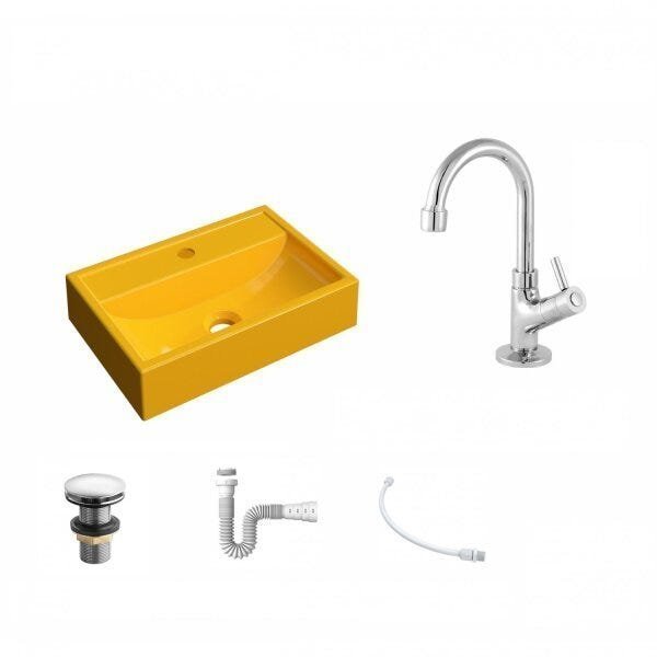 Kit Cuba Q45 com Torneira 1198 Metal e Válvula Click 1 Pol. 1/2 Sifão PVC e Flexível Compace - 2