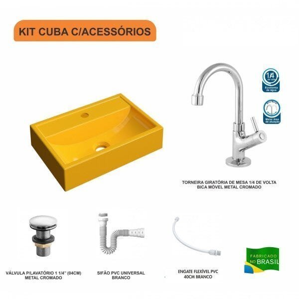 Kit Cuba Q45 com Torneira 1198 Metal e Válvula Click 1 Pol. 1/2 Sifão PVC e Flexível Compace - 3
