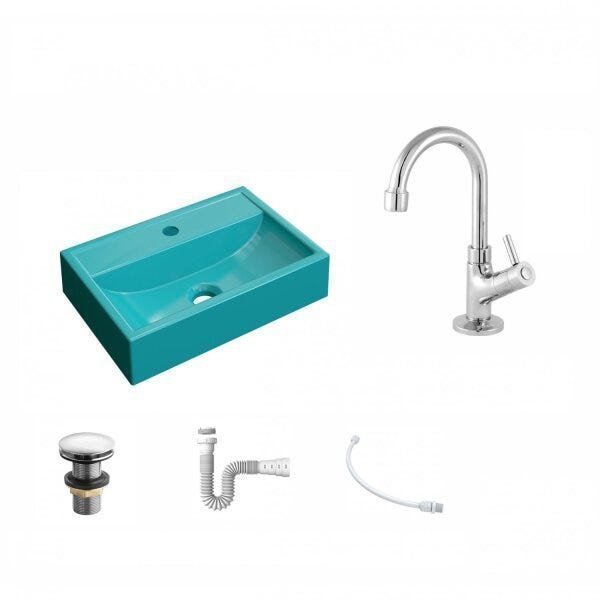 Kit Cuba Q45 com Torneira 1198 Metal e Válvula Click 1 Pol. 1/2 Sifão PVC e Flexível Compace - 2