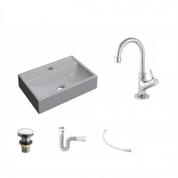 Kit Cuba Q45 com Torneira 1198 Metal e Válvula Click 1 Pol. 1/2 Sifão PVC e Flexível Compace - 2
