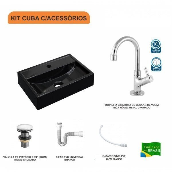 Kit Cuba Q45 com Torneira 1198 Metal e Válvula Click 1 Pol. 1/2 Sifão PVC e Flexível Compace - 3