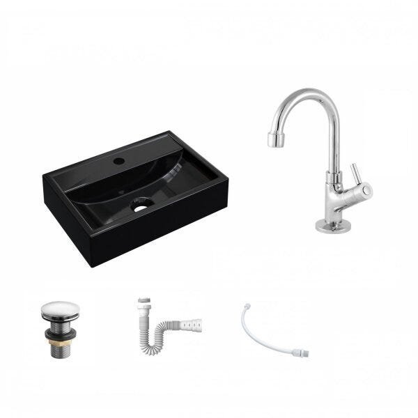 Kit Cuba Q45 com Torneira 1198 Metal e Válvula Click 1 Pol. 1/2 Sifão PVC e Flexível Compace - 2