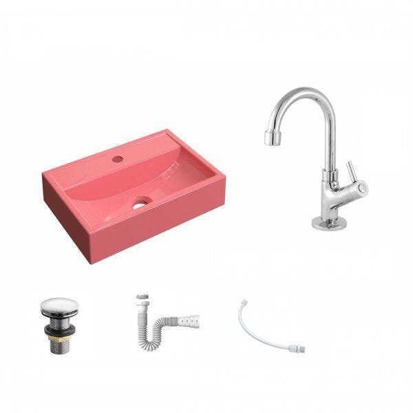 Kit Cuba Q45 com Torneira 1198 Metal e Válvula Click 1 Pol. 1/2 Sifão PVC e Flexível Compace - 2