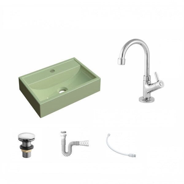 Kit Cuba Q45 com Torneira 1198 Metal e Válvula Click 1 Pol. 1/2 Sifão PVC e Flexível Compace - 2