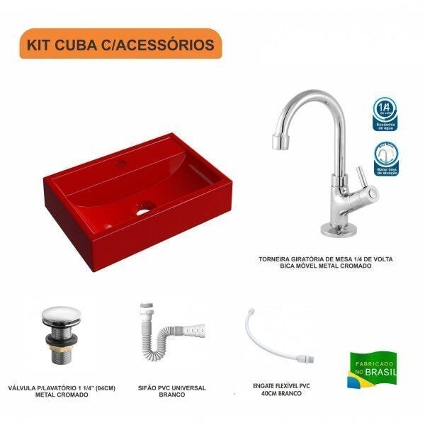 Kit Cuba Q45 com Torneira 1198 Metal e Válvula Click 1 Pol. 1/2 Sifão PVC e Flexível Compace - 3