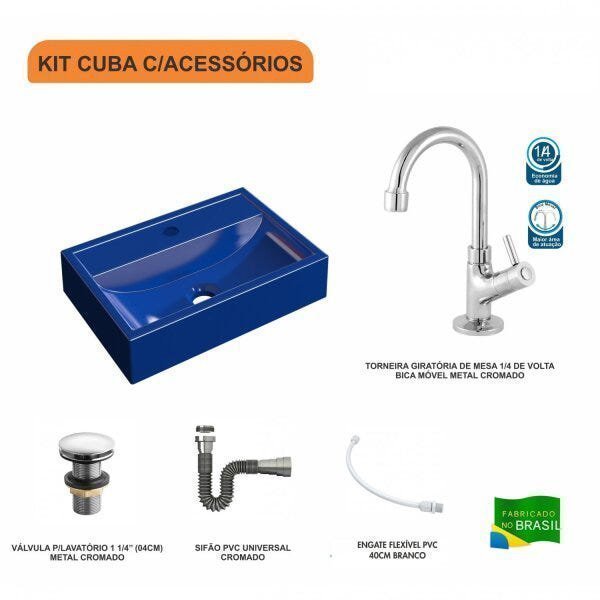 Kit Cuba Q45 com Torneira 1198 Metal e Válvula Click 1 Pol. 1/2 Sifão Cromado e Flexível Compace - 3