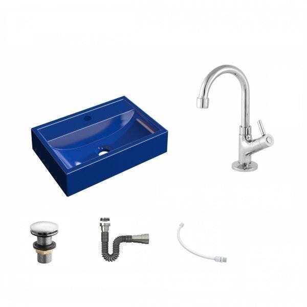 Kit Cuba Q45 com Torneira 1198 Metal e Válvula Click 1 Pol. 1/2 Sifão Cromado e Flexível Compace - 2