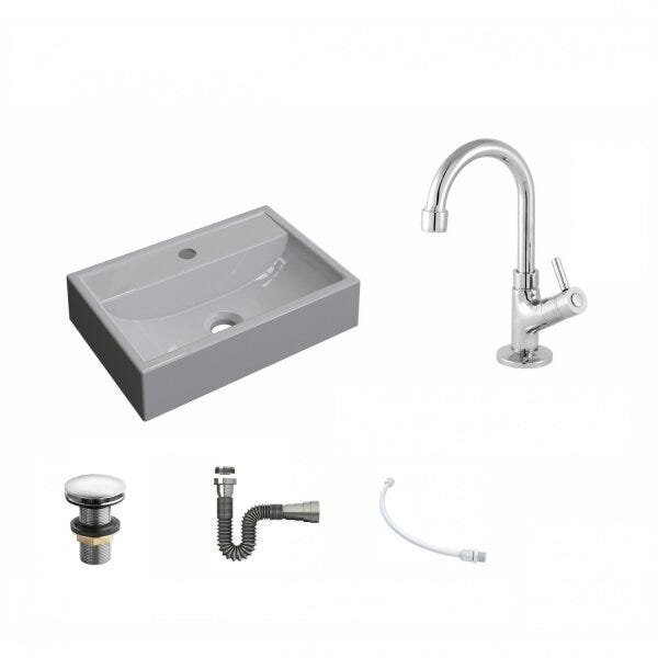Kit Cuba Q45 com Torneira 1198 Metal e Válvula Click 1 Pol. 1/2 Sifão Cromado e Flexível Compace - 2