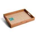 Ver imagem 2 de Bandeja Retangular de Bambu 39cm com Alça Palha Xadrez Multiuso - Oikos