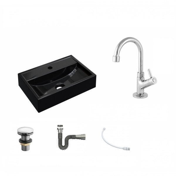Kit Cuba Q45 com Torneira 1198 Metal e Válvula Click 1 Pol. 1/2 Sifão Cromado e Flexível Compace - 2