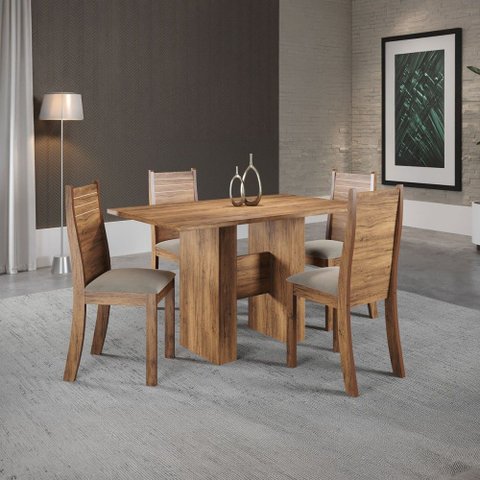 Mesa de Jantar 4 Lugares Carmem Imbuia/Perola - Viero Móveis