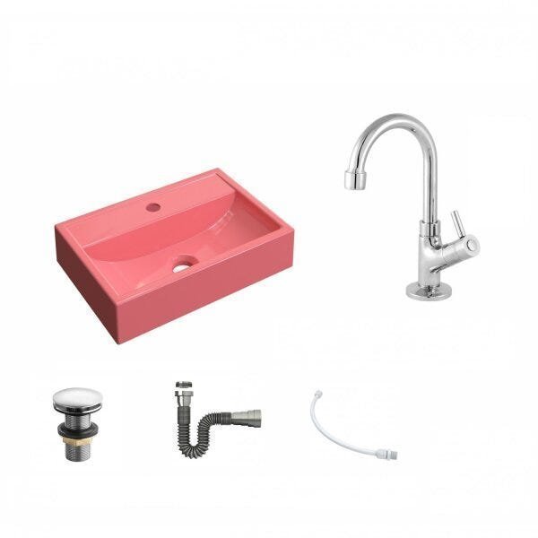 Kit Cuba Q45 com Torneira 1198 Metal e Válvula Click 1 Pol. 1/2 Sifão Cromado e Flexível Compace - 2