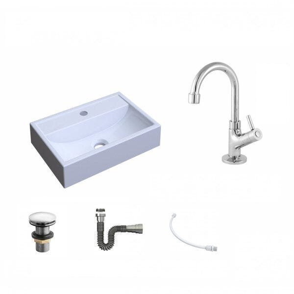 Kit Cuba Q45 com Torneira 1198 Metal e Válvula Click 1 Pol. 1/2 Sifão Cromado e Flexível Compace - 2