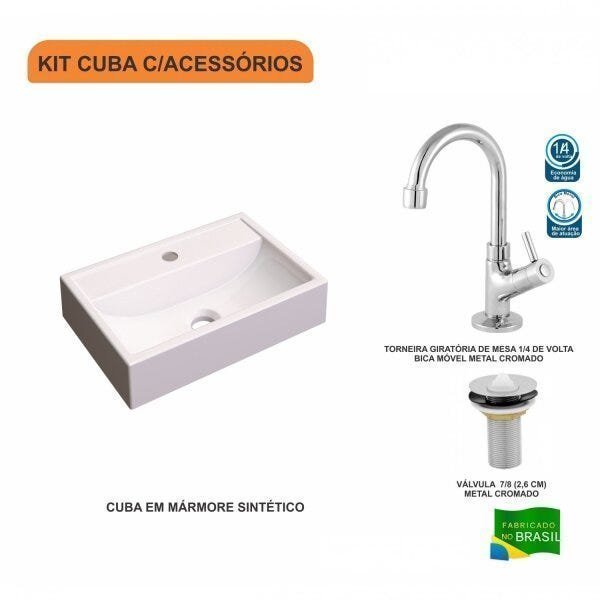 Kit Cuba Q45 com Torneira 1198 Metal e Válvula 1" Pol. Compace - 3