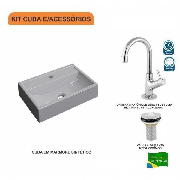 Kit Cuba Q45 com Torneira 1198 Metal e Válvula 1" Pol. Compace - 3