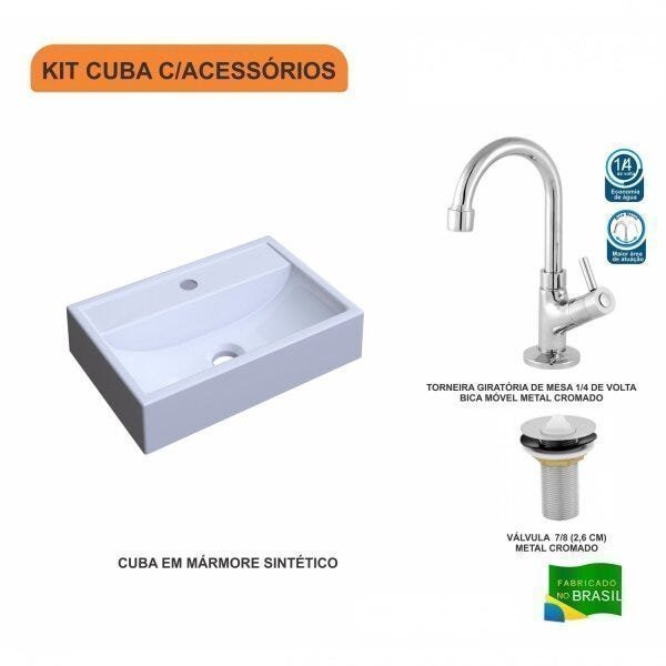Kit Cuba Q45 com Torneira 1198 Metal e Válvula 1" Pol. Compace - 3