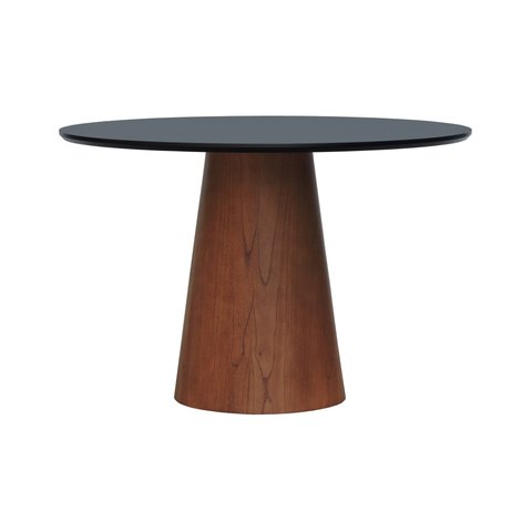 Mesa de Jantar Base Cone Tampo Laminado/Laqueado Ø120 Amêndoa/Preto