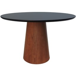 Mesa de Jantar Base Cone Tampo Laminado/Laqueado Ø120 Amêndoa/Preto - 3