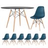 KIT - Mesa redonda Eames 120 cm preto + 6 cadeiras Eiffel DSW Azul petróleo - 1