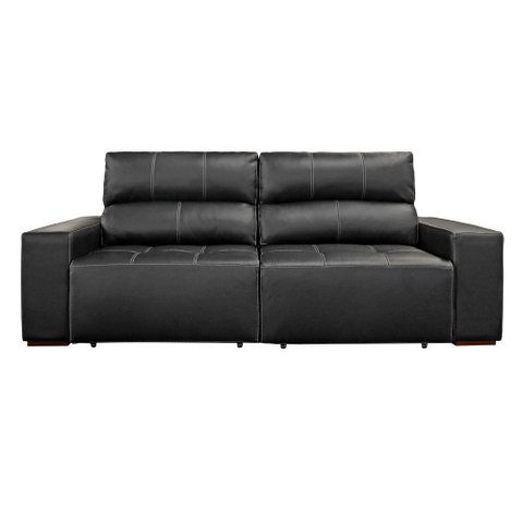 Sofá 3 Lugares Retrátil Reclinável Levi 250cm Couro Preto - Sallar Home